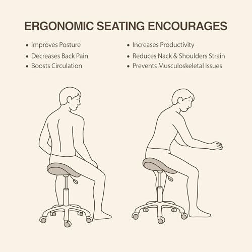 Premium Multifunctional Ergonomic Saddle Chair 507 INOA for Hygienic Clinic, Spa, Massage, and Dental Hygienist - Rolling Swivel Stool (Vanilla, Standard 507) - color: Vanilla