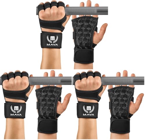 Mava Sports Weight Lifting Gloves with Wrist Support, Work Out Gloves, Gym Gloves - Great for Cross Training, Pull Ups, Calisthenics and Gym, Workout Gloves for Men & Women - color: Black, size: X-Large (Pack of 3)