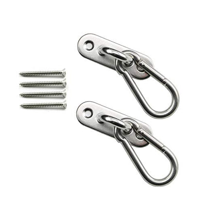 heyous 2 Set M8 Suspension Ceiling Wall Mount U Hook Anchor Hanger Stainless Steel Heavy Duty Multi Purpose Hammock Swing Ceiling Hook Strip Base Plate with Snap Hook - color: Strip, size: M8