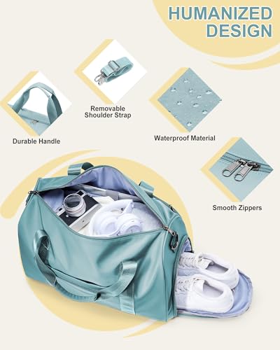 Travel Weekender Bags with Shoe Compartment Overnight Bag Light Blue | Personal Item Travel Bag with Wet Pocket Carry On Bag with Laptop Compartment Duffle Bag for Sports Travel Gym Essential - color: K4-Light Blue