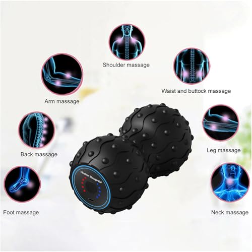 Upgraded 5-Speed Vibrating Massage Ball, Rechargable Peanut Massage Ball for Fitness, Training, Therapy and Relaxation - color: Black (Double Peanut)