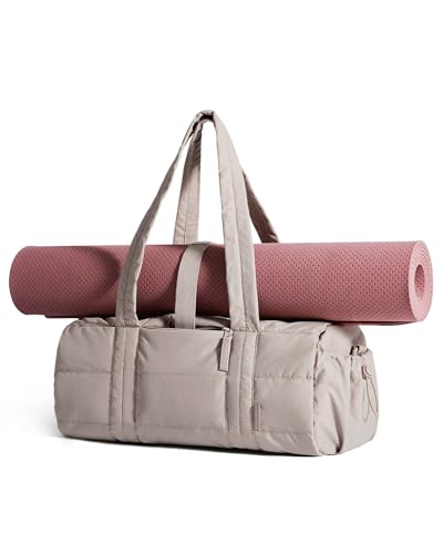BAGSMART Reiki Gym Bag for Women Puffy Yoga Mat Travel Weekender Duffle Bag - color: Sand Brown, size: Medium