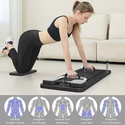 JANUA Pilates Board - Pilates Reformer Set, Multi-Purpose Foldable Pilates Reformer Board for Home, 5 in 1 Pilates Sliding Board - color: Black