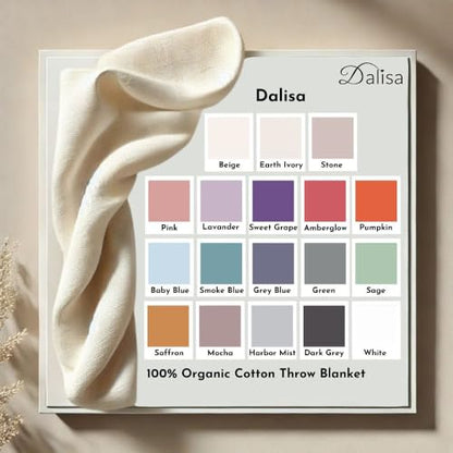 Dalisa Alina GOTS Organic Cotton Throw Blanket, Saffron Gold, 50x60 in - color: Saffron Gold, size: 50x60