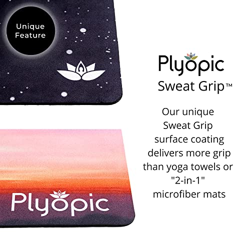 Plyopic All In One Yoga Mat | Luxury Sweat-Grip Mat/Towel Combo | Ideal for Yoga, Hot Yoga, Bikram, Pilates, Workout & Exercise | Eco-Friendly Natural Rubber - color: Strato