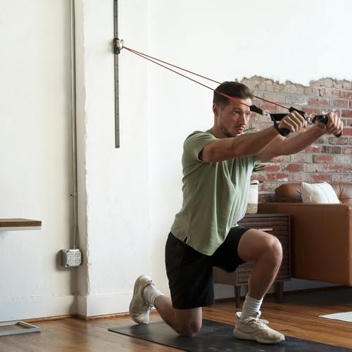Kinetic Bands Space Saver Gym Resistance Bands Exercise Equipment for at Home Fitness Workout | Resistance Band Wall Anchor with 2 Rails, 2 Rail Cars - style: 5 Resistance Bands, 1 Set of Handles