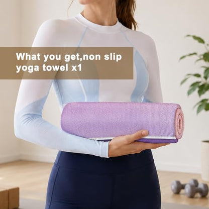 Yoga Mat Towel, Hot Yoga Towel High-Definition Pattern, Machine Washable with Ultra-Absorbent Yoga Towels for Hot Yoga Non Slip for Fitness, Exercise, Pilates, 72 x 27 in, Purple Sunset - color: Purple Sunset