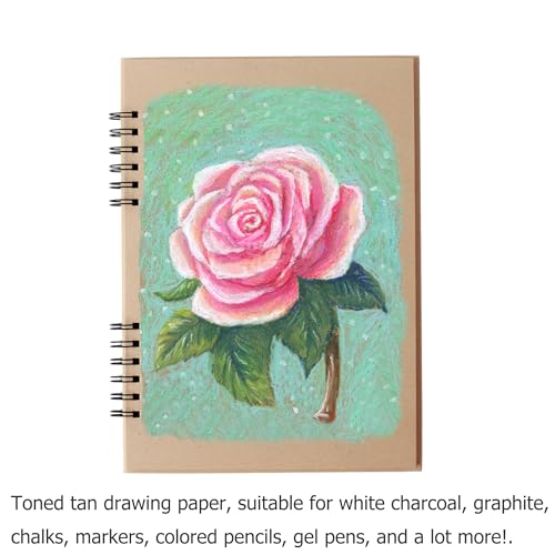 SuyuanArt A5 Toned Tan Sketch Pad, 5.5" x 8.5" (2 Pack, 100 Sheets) Spiral Bound Mixed Media Sketch Book for Drawing, Doodling, Sketching & Painting - Artist Paper for Charcoal, Pencil, Pen - color: A5 Toned Tan Sketch Pad,2 Pack