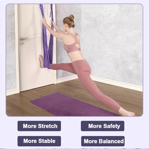 Aerial Yoga Rope for Door,Yoga Door Swing,Leg Stretcher Strap - color: purple.