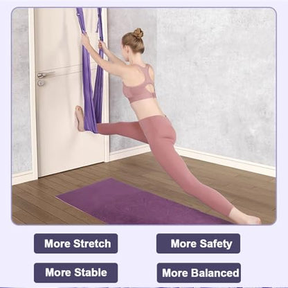 Aerial Yoga Rope for Door,Yoga Door Swing,Leg Stretcher Strap - color: purple.