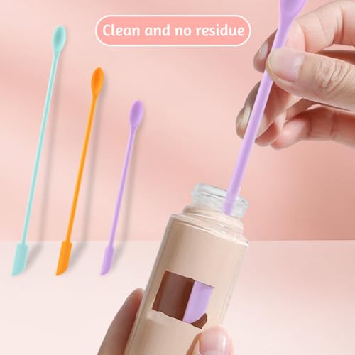 Silicone Spatula Set 5 Pcs,Double Head Beauty Spatula for Beauty and Food Reusable Silicone Stir Sticks for Makeup Jars Lotion Bottles and Kitchen Containers(5 PCS)