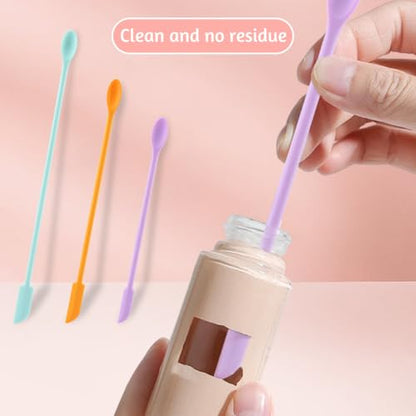 Silicone Spatula Set 5 Pcs,Double Head Beauty Spatula for Beauty and Food Reusable Silicone Stir Sticks for Makeup Jars Lotion Bottles and Kitchen Containers(5 PCS)