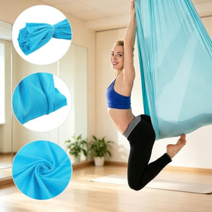 2.8 x 1 m Elastic Aerial Yoga Hammock Swing, 9.2 x 3.3 ft, Aerial Silk, Wide Aerial Yoga Strap, for Home Gym Indoor Workout Zones