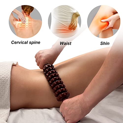 2Pcs Wood Massage Roller Stick for Muscle Relief & Cellulite Reduction - color: Wood+coffee