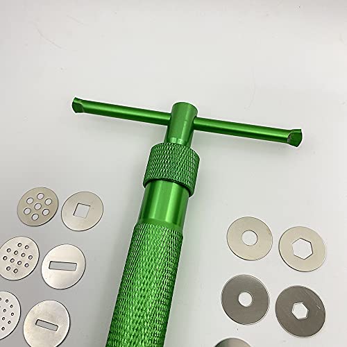 Clay Extruders Fondant Extruder with 20 Discs, Sugar Paste Cake Decor Tool Set - color: Green
