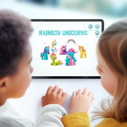 Hey Clay - Modelling Air-Dry Clay with Fun Interactive App - Lighty, Series Rainbow Unicorns, 3 cans - color: Lighty
