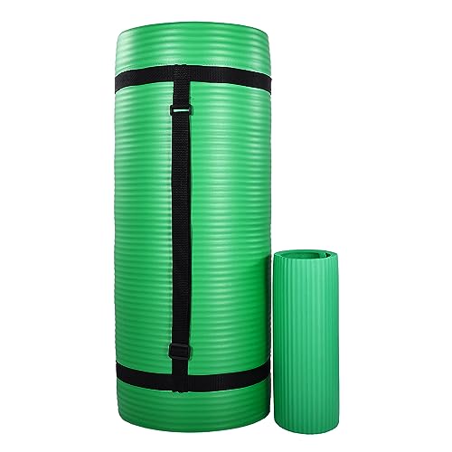BalanceFrom 71x24 Inches Yoga Mat with Knee Pad and Optional Blocks – Extra 1-Inch Thick Non-Slip Foam with Anti-Tear Surface and Carrying Strap for Home, Studio, or Gym Workouts - color: Green, style: Mat & Knee Pad