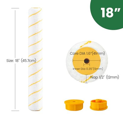 VOOMEY 18" Paint Roller Cover, Microfiber Paint Roller Cover, Quickly Covers Large Surfaces Such as Ceilings, Walls, Etc (Pack of 8,1/2" Nap) - size: 18inch 8pcs