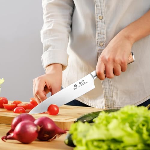 imarku 8 Inch Japanese SUS440A High Carbon Gyutou Chef Knife, Golden Handle | Stainless Steel Knife for Kitchen, Daily Cooking Prep, Ultra Sharp Edge, Balanced Grip, Birthday Gift for Chefs - color: Golden