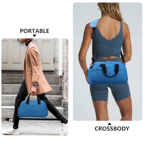 14 inch Small Gym Bag for Women & Men, Mini Duffel Bag for Travel Sports Lightweight Carry On Bag,Navy Blue - color: Navy Blue