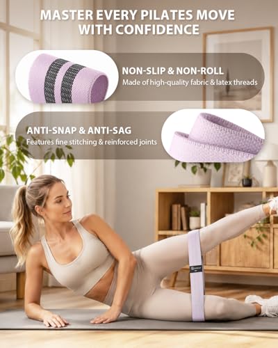 LIONSCOOL Pilates Ring Set 14" Magic Circle, 9" Mini Ball, Resistance Bands - color: Purple