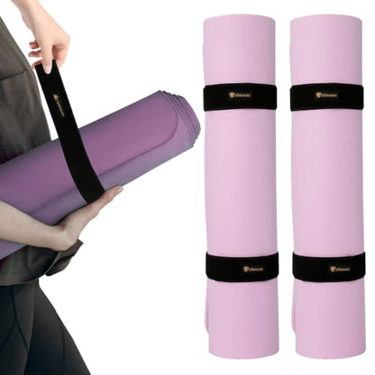 Aolamegs Yoga Mat Strap,Heavy Duty Bungee Straps Band,Wrap Organizer for Yoga Mat/Workout/Exercise(20" L x 2" W) - color: Black Elastic Hook and Loop Straps 4pcs