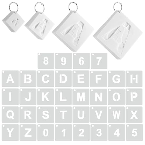 Affrolling 144 Pcs Letter Number Stencils Reusable,1,2,3,4 Inch,Regular | Alphabet Number Templates for Painting Wood Walls Signs, Great in DIY Crafts Teaching, Durable Plastic with Repeated Use - size: 1,2,3,4 Inch, style: Regular