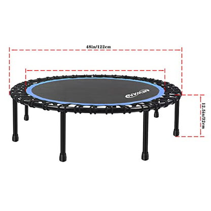 Newan 40"-48" Silent Mini Trampoline Fitness Trampoline Bungee Rebounder Jumping Cardio Trainer Workout for Adults-Max Limit 330lbs - color: 48" Round Blue (NO Handle)