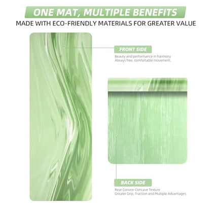 Natural Rubber Yoga Mat, Matte PU Material Extra Thick Yoga Mat Non Slip, Eco Friendly Fitness Exercise Mat for Women Men Kids, Workout, Yoga, Pilates and Floor Exercise - color: Green