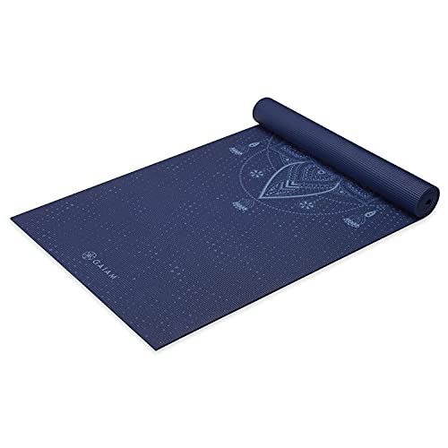 Gaiam Premium Yoga Mat, 6mm Thick Print Mat - color: Celestial Blue