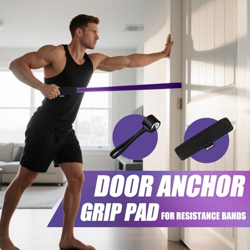 WHATAFIT Resistance Bands, 5 Level Pull Up Assistance Bands for Working Out - color: 2.3-56.7kg(5-125파운드) 핑크 퍼플+그립