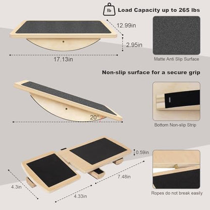 Rocker Board for Physical Therapy | Professional Adult Balance Board | Anti-Slip Wood Standing Desk Balance Board for Core Strength, BAPS & Slack Board Alternative (Suitable for Men & Women)