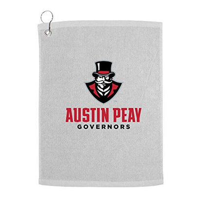 Sport Your Gear Austin Peay Governors Golf Bag Towel - Officially Licensed - Athletic Logo - Ultra-Absorbent, Grommet Attachment, Keeps Clubs & Hands Dry - color: Austin Peay White