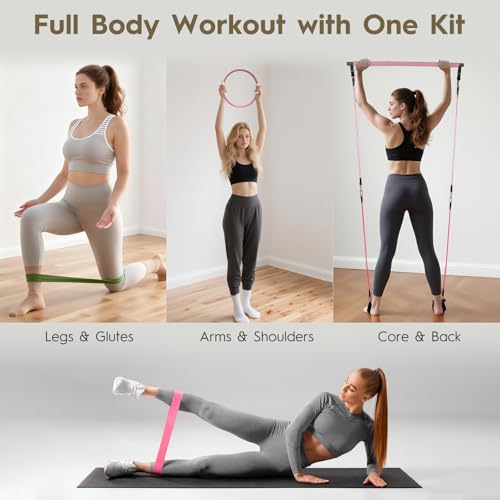 9-Piece At Home Pilates Kit for Beginners & Women | Complete Pilates Equipment Set with Ring, Yoga Ball, Resistance Bands & Pilates Bar