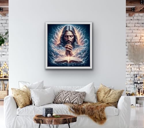 5D Religious Jesus Prayer Diamond Painting Kits for Adults Beginner | 13.7X13.7inch,Round Full Drill Diamond Dots with Gem Art Kits,And Relaxing Crafting,Home Wall Decor Gifts - color: HP76