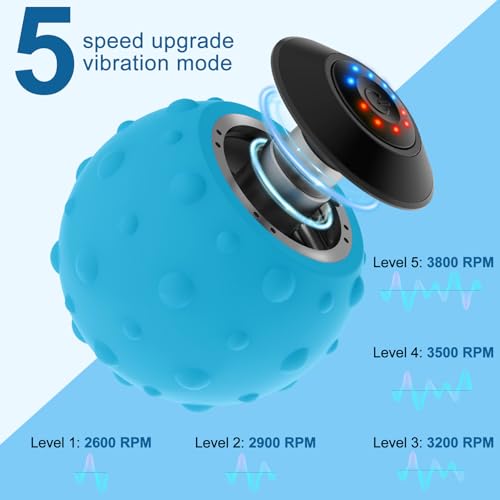 Uppye Vibrating Peanut Massage Ball, Ultra-Strong Rechargeable Therapy Roller, Trigger Point Massager for Back, Neck, and Foot Muscle Pain, Myofascial Release & Plantar Fasciitis Relief - color: Blue