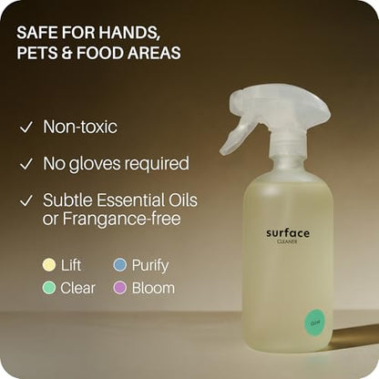 Everneat Probiotic Surface Cleaner Concentrate – Cleans for Days, Refillable, Non-Toxic | Glass Spray Bottle | Unscented | 1 oz (Just Add Water)