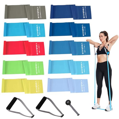 10 Pcs Professional Resistance Bands with Handles. Latex-Free, Elastic Band, Work Out Bands, Stretch Bands for Working Out Women or Men, Exercise Bands Set for Physical Therapy, Yoga, Pilates