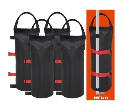 Eurmax USA 160LBS 4-Pack Universal Canopy Weights, Secure Wind Protection to Prevent Tipping, Easy Wrap-Around Installation Heavy Duty Sandbags (Without Sand), Fits All Instant Shelter Legs,Black - color: Black, style: Cylinder Sand Pro