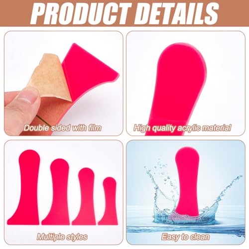 INFUNLY 4 PCS Acrylic Pottery Foot Shaping Tool Pink Pottery Wheel Rib Kit 3x8 Inch Pottery Rim Trimmer Wave Curved Clay Sculpting Utensil Clay Compressing Tool for DIY Ceramics Supplies - color: Pink