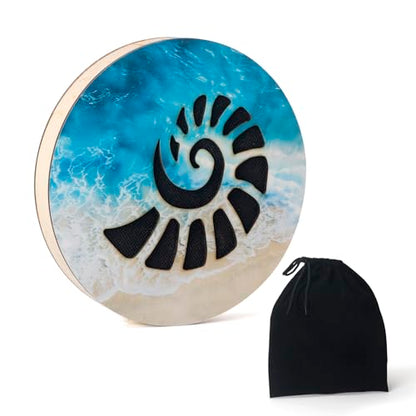 10 Inch Wooden Ocean Wave Drum, Natural Wood Stream Rain Drum, Waterfall Flowing Water Sound Percussion Instrument for Sound Healing, Yoga Meditation, Relaxation, Sound Therapy and Music Performance