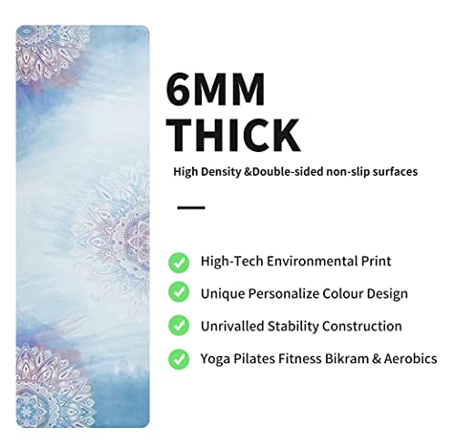 nuveti Yoga Mat Print Extra Thick TPE Non Slip Fitness Exercise Mat with Carrying Bag,72"x24" Extra Thick 6MM Exercise & Workout Mat for Yoga, Pilates Fitness and Floor Exercises - color: DaXia