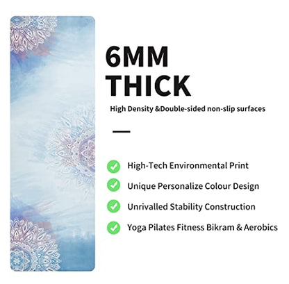 nuveti Yoga Mat Print Extra Thick TPE Non Slip Fitness Exercise Mat with Carrying Bag,72"x24" Extra Thick 6MM Exercise & Workout Mat for Yoga, Pilates Fitness and Floor Exercises - color: DaXia