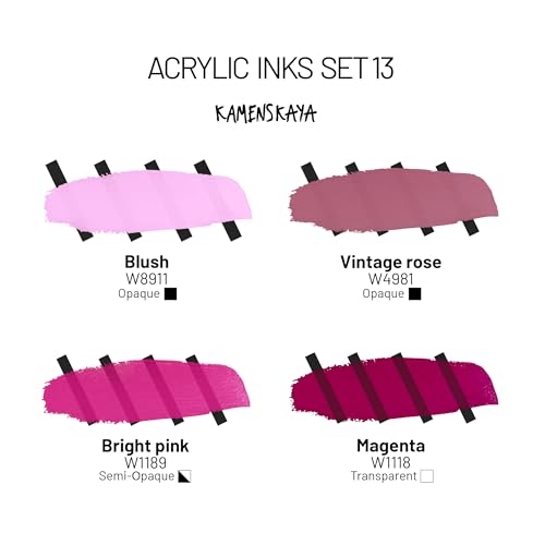 Acrylic Inks for Artists - Acrylic Ink Set, Color Combination #13-4 pcs. 1 Fl Oz (30 ml) Each | Highly Concentrated, Multifunctional Liquid Acrylic Paint - color: Color Combination #13, style: Core Line