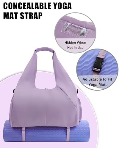 RHDZO Gym Bag for Women with Shoe and Wet Compartments, Yoga Mat Holder - color: Purple