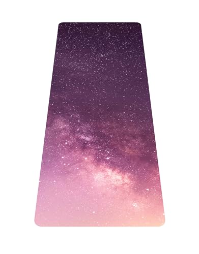 nuveti Printed Travel Yoga Mat 1/16 Inch Thick Non Slip Fitness Workout Mat | with Carrying Bag, Foldable Lightweight Suede & Natural Rubber Yoga Mat for Yoga Pilates and Fitness 72" L x 24" W x 1.5mm - color: CanLanXingKong