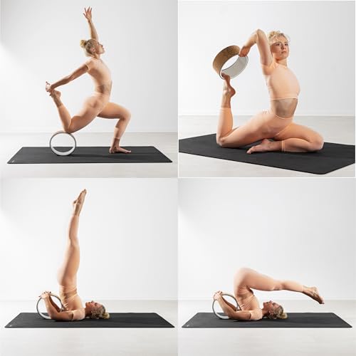 Navaris Cork Yoga Wheel - Prop for Stretching, Flexibility, Back Bends - Helps Deepen Poses and Stretch Back, Shoulders, Chest - 13" (33cm) Diameter