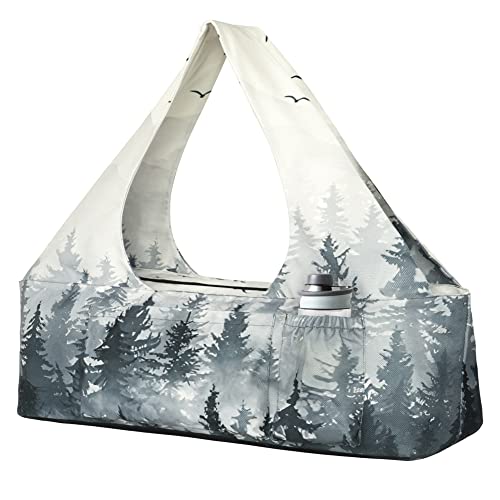 Yoga Mat Bag - Large Yoga Bag with Yoga Mat Strap, Zipper and Pockets - Yoga Bags and Carriers Fits All Your Stuff - Personalized Yoga Mat Bags for Women Fits Most Size Mats - color: Cloud Forest