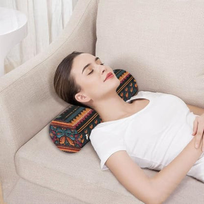 Neck Roll Pillow Bolster Pillows Round Health Memory Foam Long Round Cervical Cylinder Body Removable Washable Cover Bed Legs Back Yoga Mexican Otomi Black - color: Boho 19