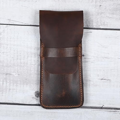 Leather Pen Sleeve Case for Fountain Pens, Multi Pen Holder Organizer, Handmade Full Grain Leather Pouch, Durable Protective Pen Cover, Classic Pen Storage Gift (Brown) - color: Brown